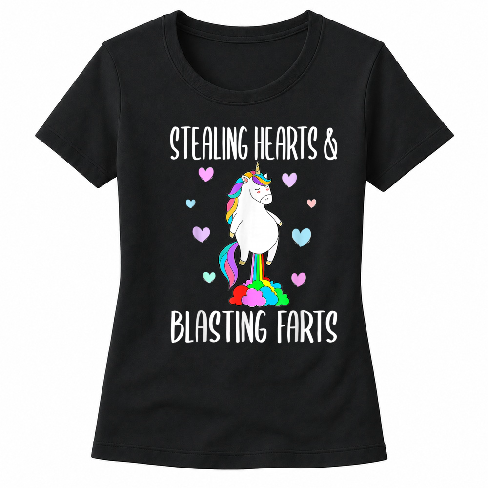 Product Stealing Hearts Blasting Farts Valentines Day Unicorn Funny Women's T-shirts