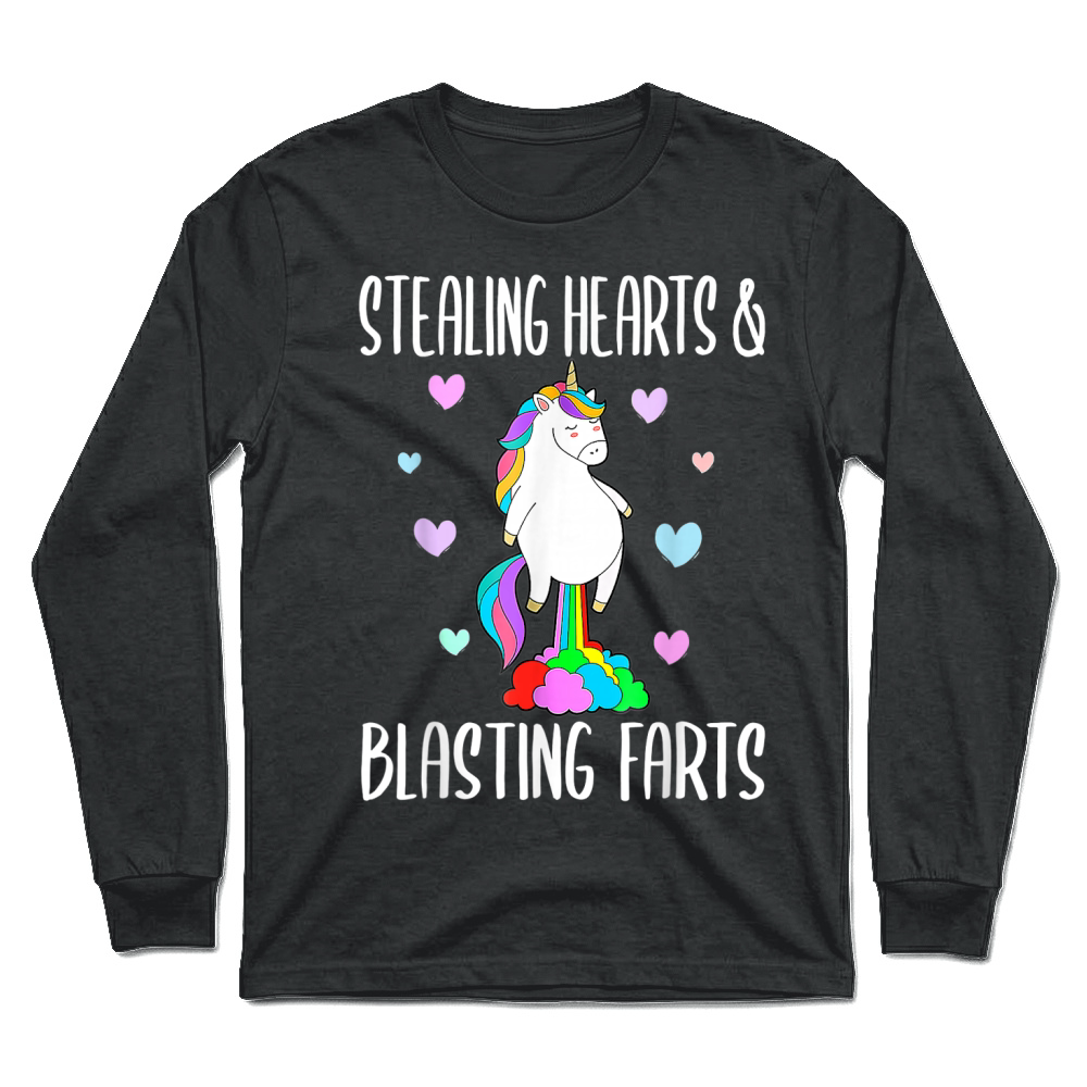 Product Stealing Hearts Blasting Farts Valentines Day Unicorn Funny Unisex Longsleeve