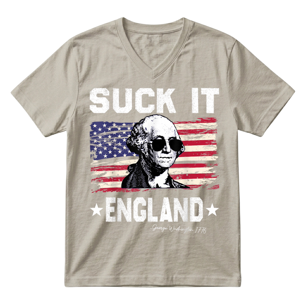 Product Suck It England Funny 4th of July George Washington 1776 V-Neck T-shirt