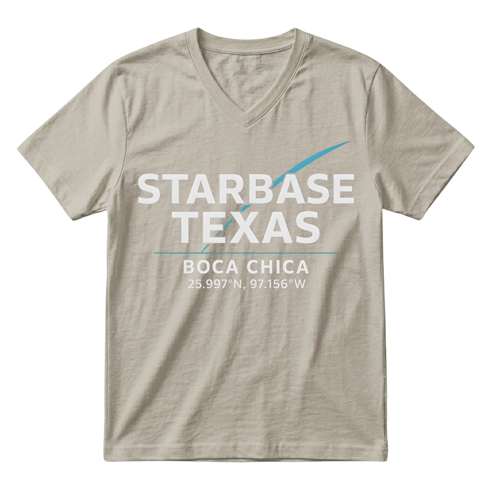 Product Texas Coordinates Shirt Boca Chica Starbase Minimal Science Pullover V-Neck T-shirt