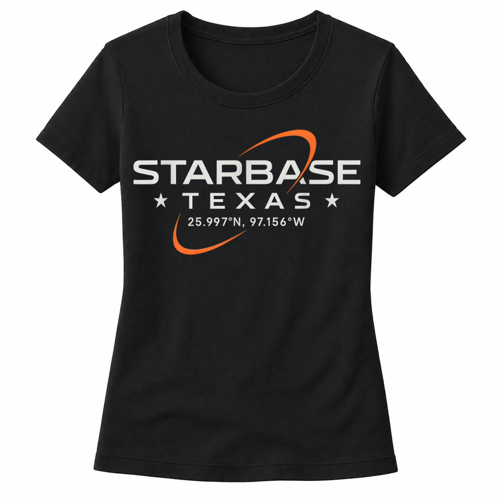Product Texas Coordinates Shirt Boca Chica Starbase Minimal Science T Shirt Women's T-shirts