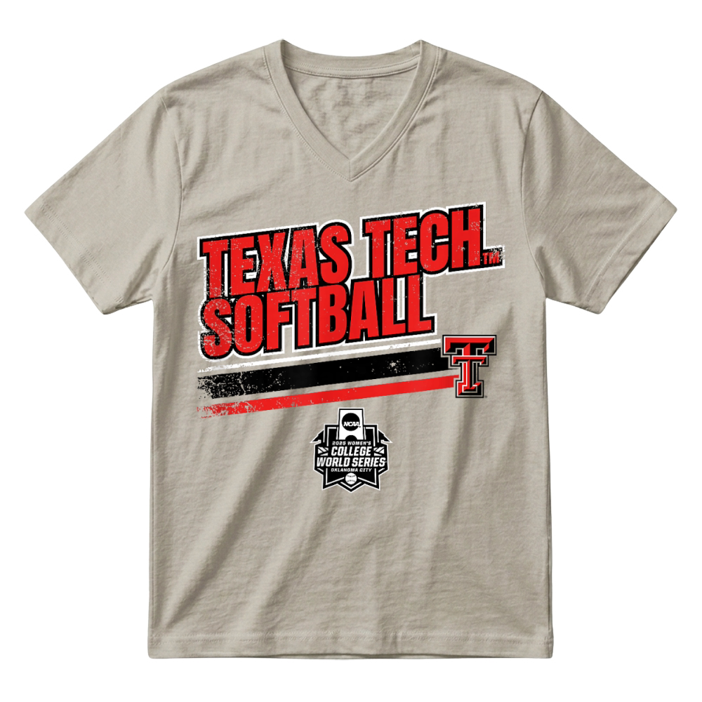 Product Texas Tech Softball   Women's College World Series Stripe T Shirt V-Neck T-shirt