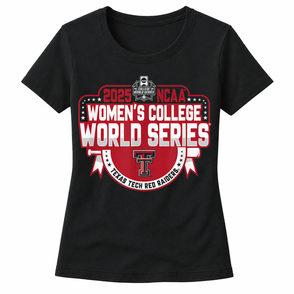 Product Texas Tech Red Raiders WCWS 2025 Softball Icon Black T Shirt Women's T-shirts