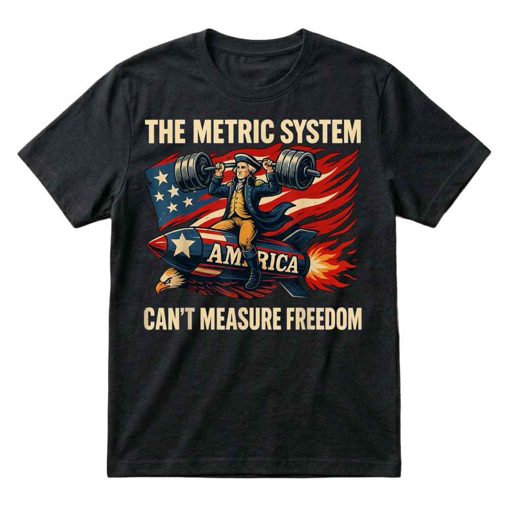 Product The Metric System Can't Measure Freedom Funny 4th of July T Shirt T-Shirt
