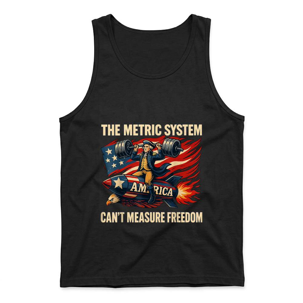 Product The Metric System Can't Measure Freedom Funny 4th of July T Shirt Tank Top