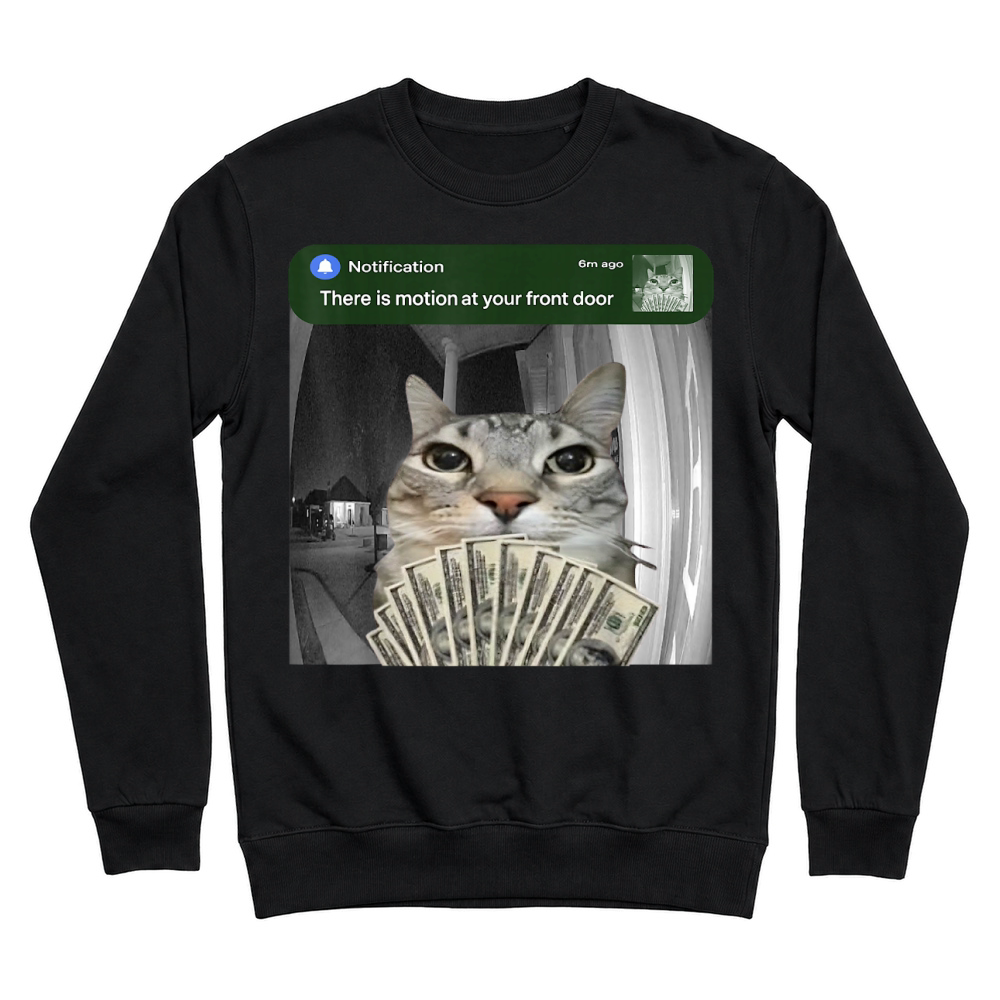 Product There is Motion at Your Front Door Funny Cat Motion Meme Unisex Sweatshirt