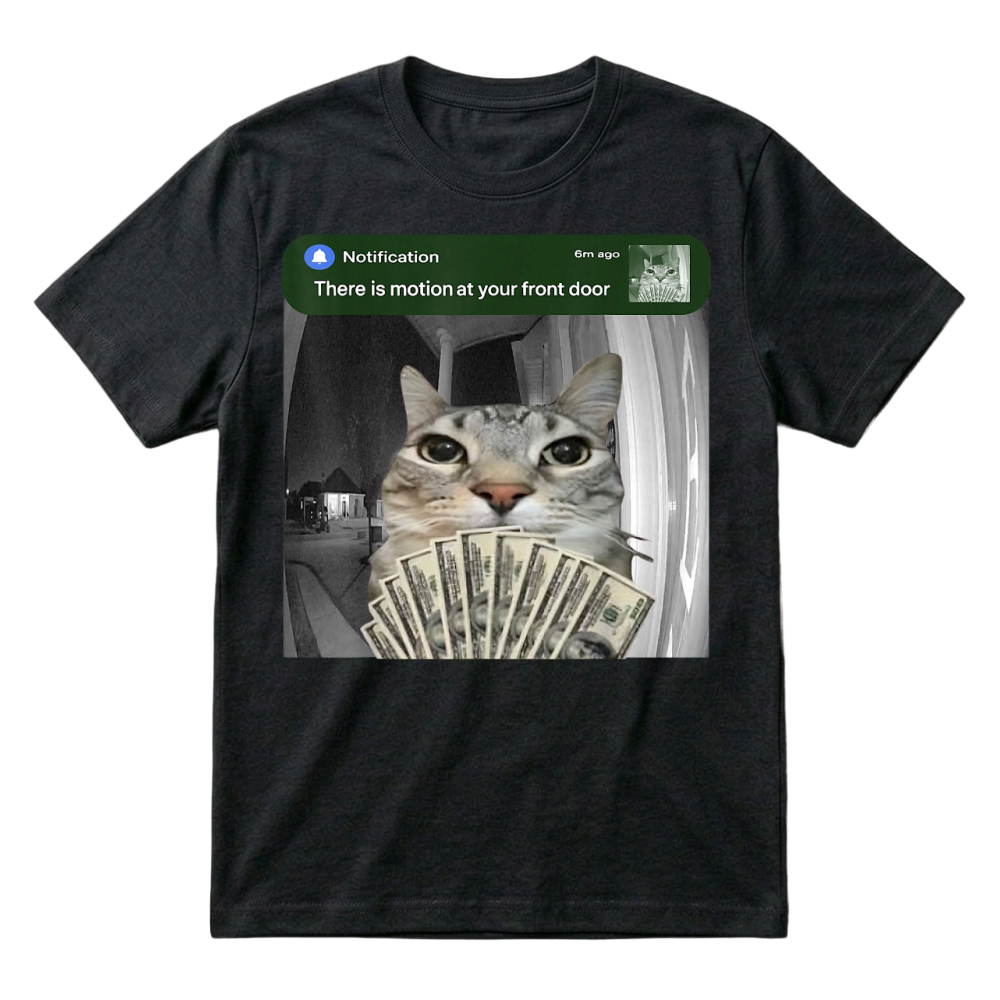 Product There is Motion at Your Front Door Funny Cat Motion Meme T-Shirt