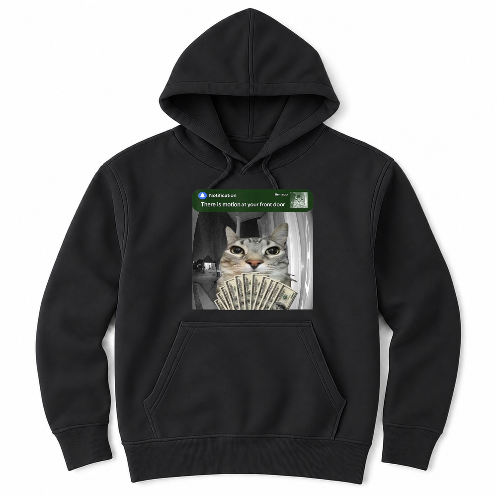 Product There is Motion at Your Front Door Funny Cat Motion Meme Unisex Hoodie