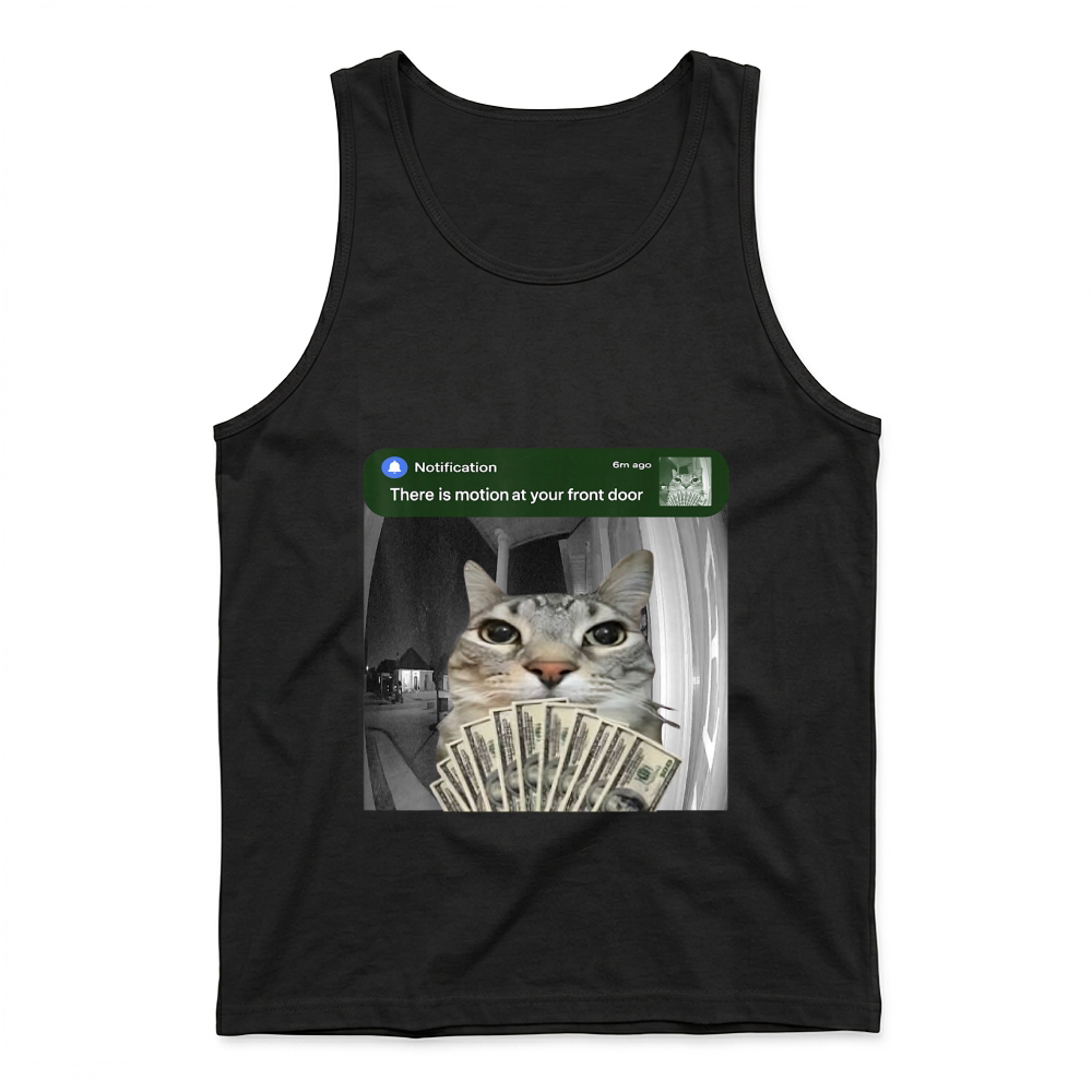 Product There is Motion at Your Front Door Funny Cat Motion Meme Tank Top