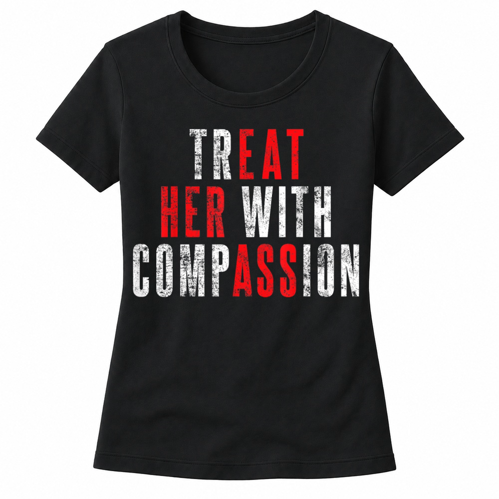 Product Treat Her with Compassion Funny Quote T Shirt Women's T-shirts