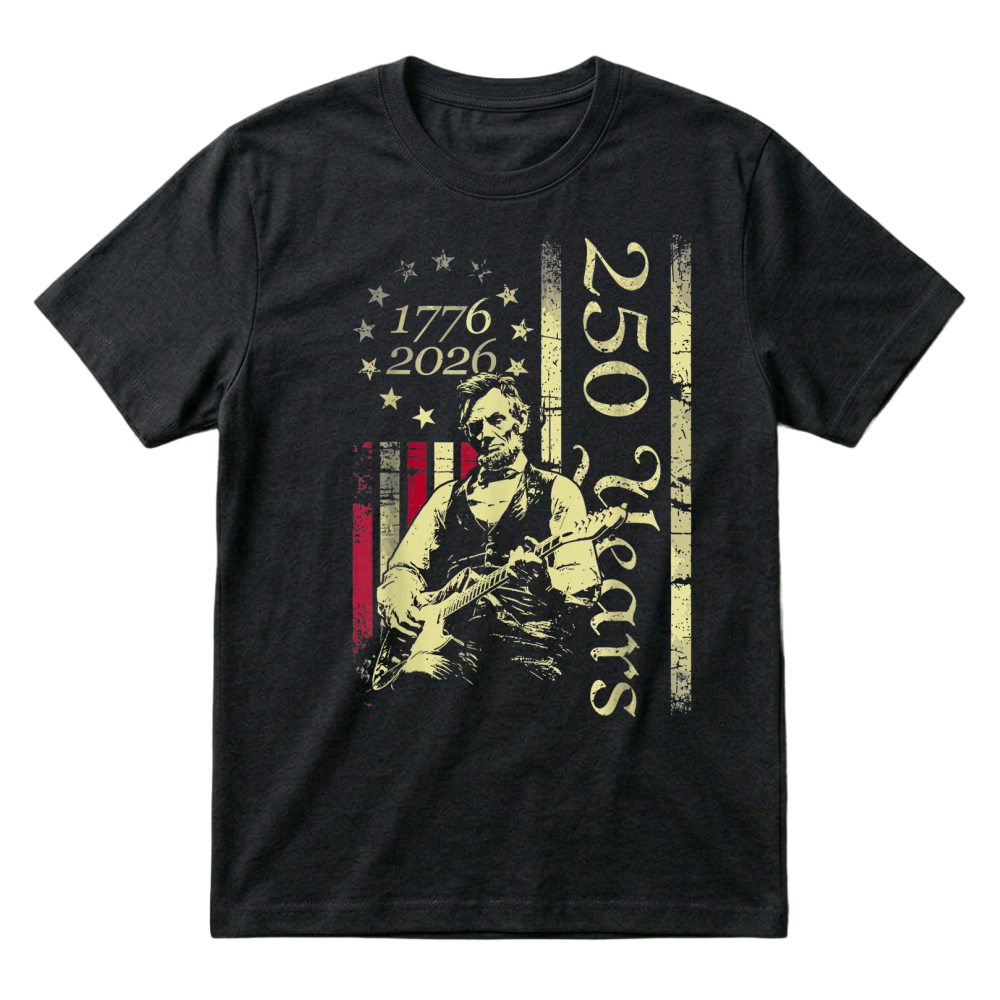 Product Vintage Abraham Lincoln Abe Lincoln Playing Guitar 250 Years T Shirt T-Shirt