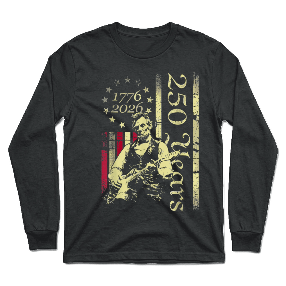 Product Vintage Abraham Lincoln Abe Lincoln Playing Guitar 250 Years T Shirt Unisex Longsleeve