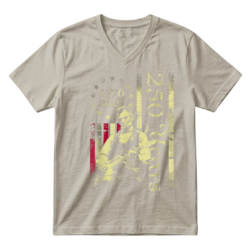 Product Vintage Abraham Lincoln Abe Lincoln Playing Guitar 250 Years T Shirt V-Neck T-shirt