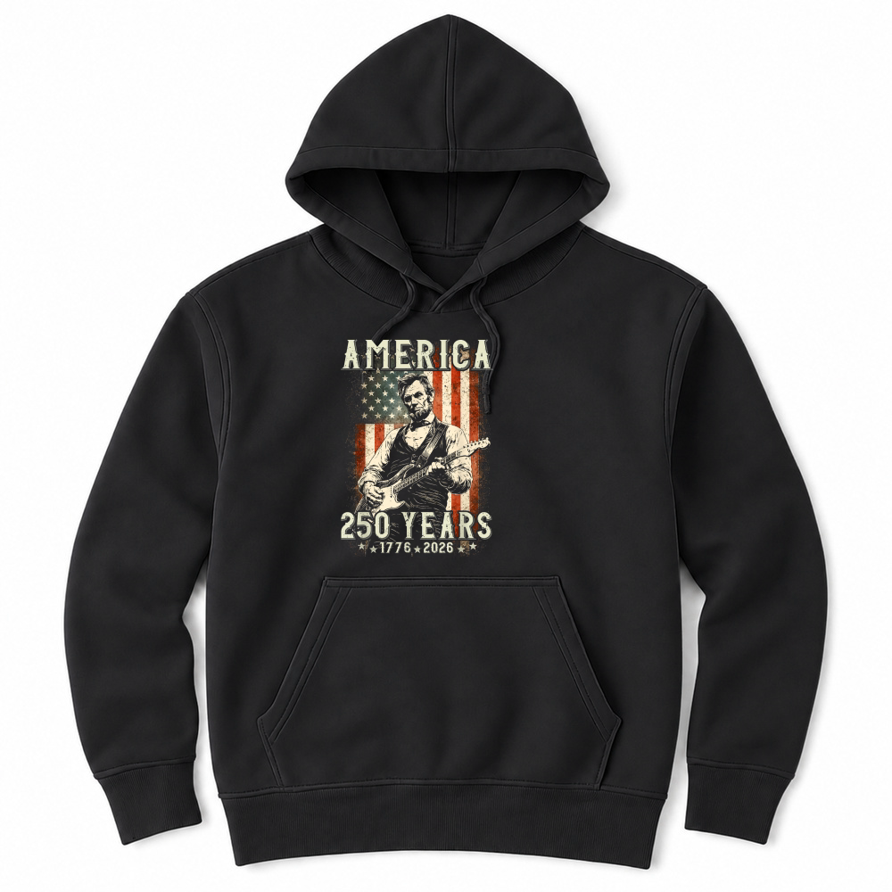 Product Vintage Abraham Lincoln Abe Lincoln Playing Guitar 250 Years Unisex Hoodie