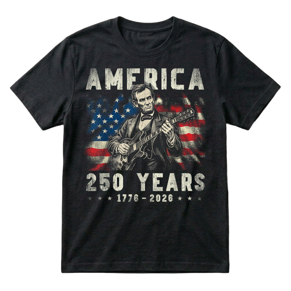 Product Vintage Abraham Lincoln Abe Lincoln Playing Guitar 250 Years T-Shirt
