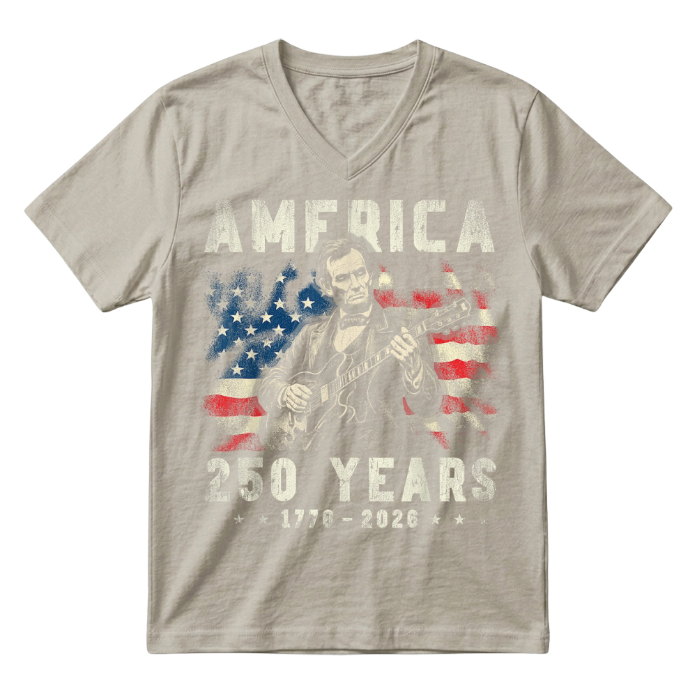 Product Vintage Abraham Lincoln Abe Lincoln Playing Guitar 250 Years V-Neck T-shirt