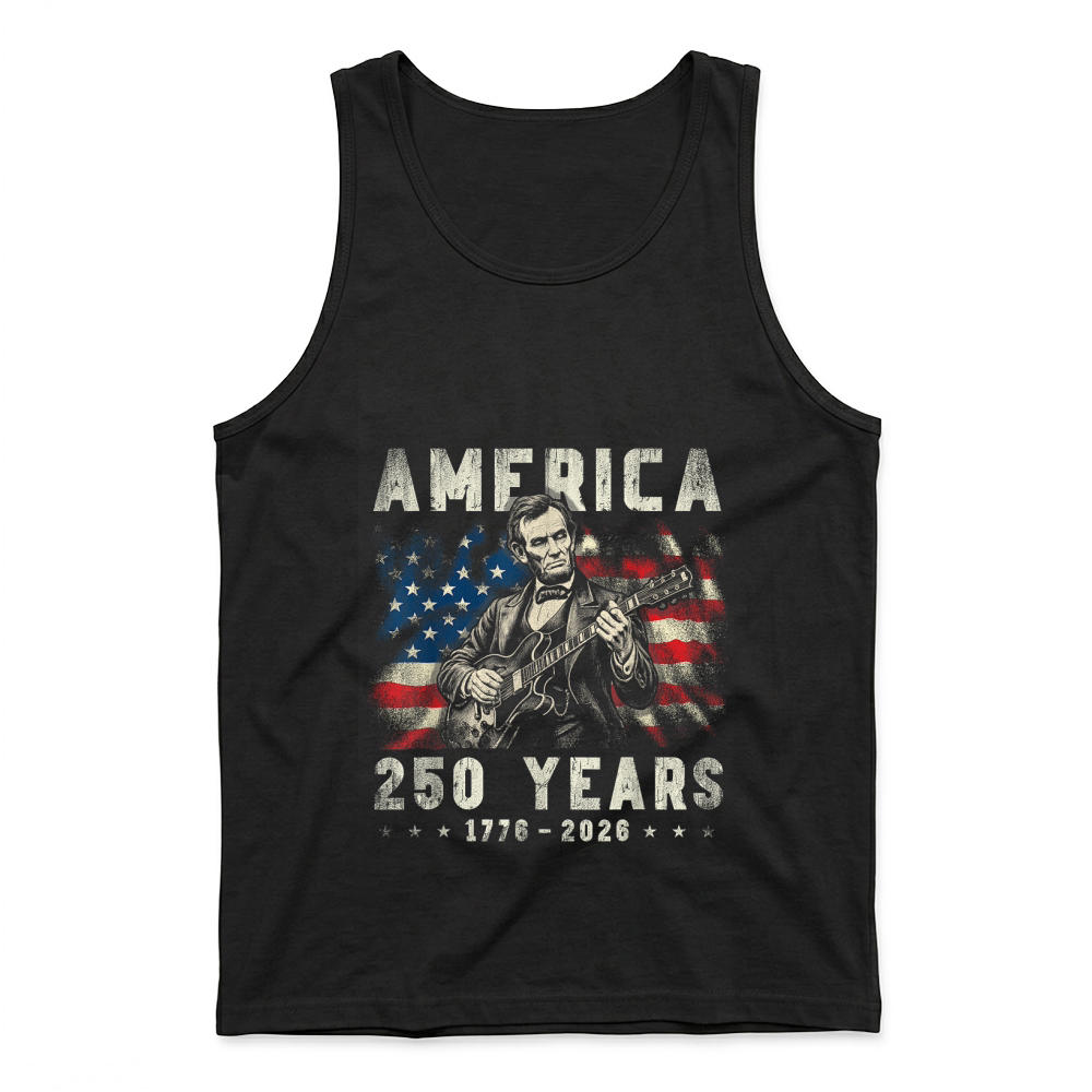 Product Vintage Abraham Lincoln Abe Lincoln Playing Guitar 250 Years Tank Top