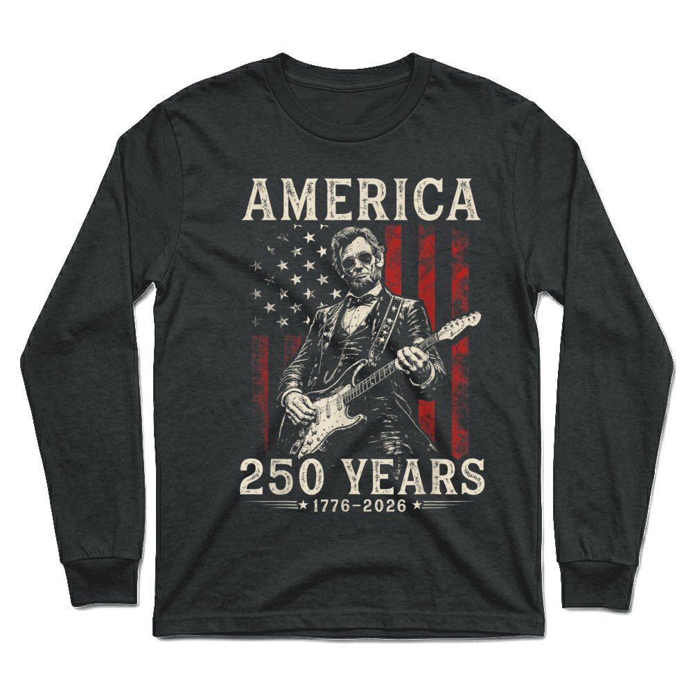 Product Vintage Abraham Lincoln Abe Lincoln Playing Guitar 250 Years T Shirt Unisex Longsleeve