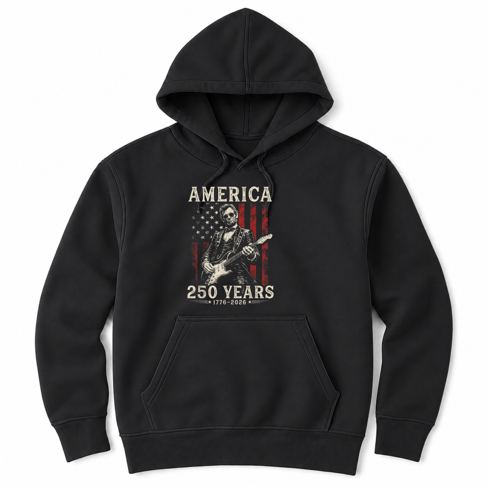 Product Vintage Abraham Lincoln Abe Lincoln Playing Guitar 250 Years T Shirt Unisex Hoodie