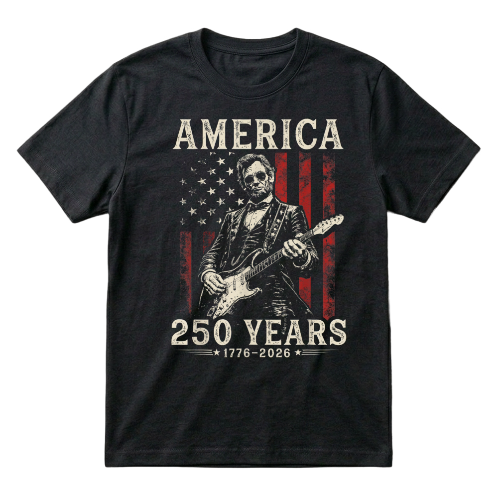 Product Vintage Abraham Lincoln Abe Lincoln Playing Guitar 250 Years T Shirt T-Shirt
