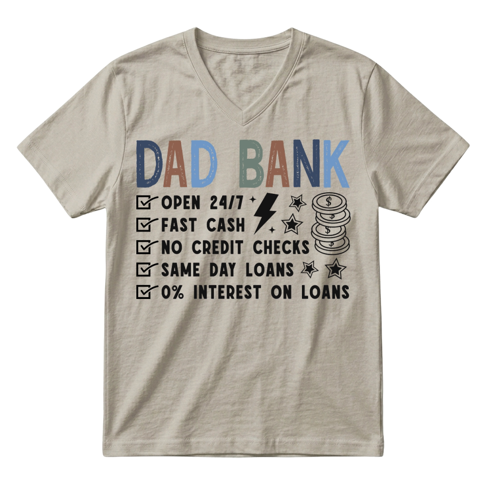 Product Dad Bank Funny Dad Retro Fathers Day V-Neck T-shirt