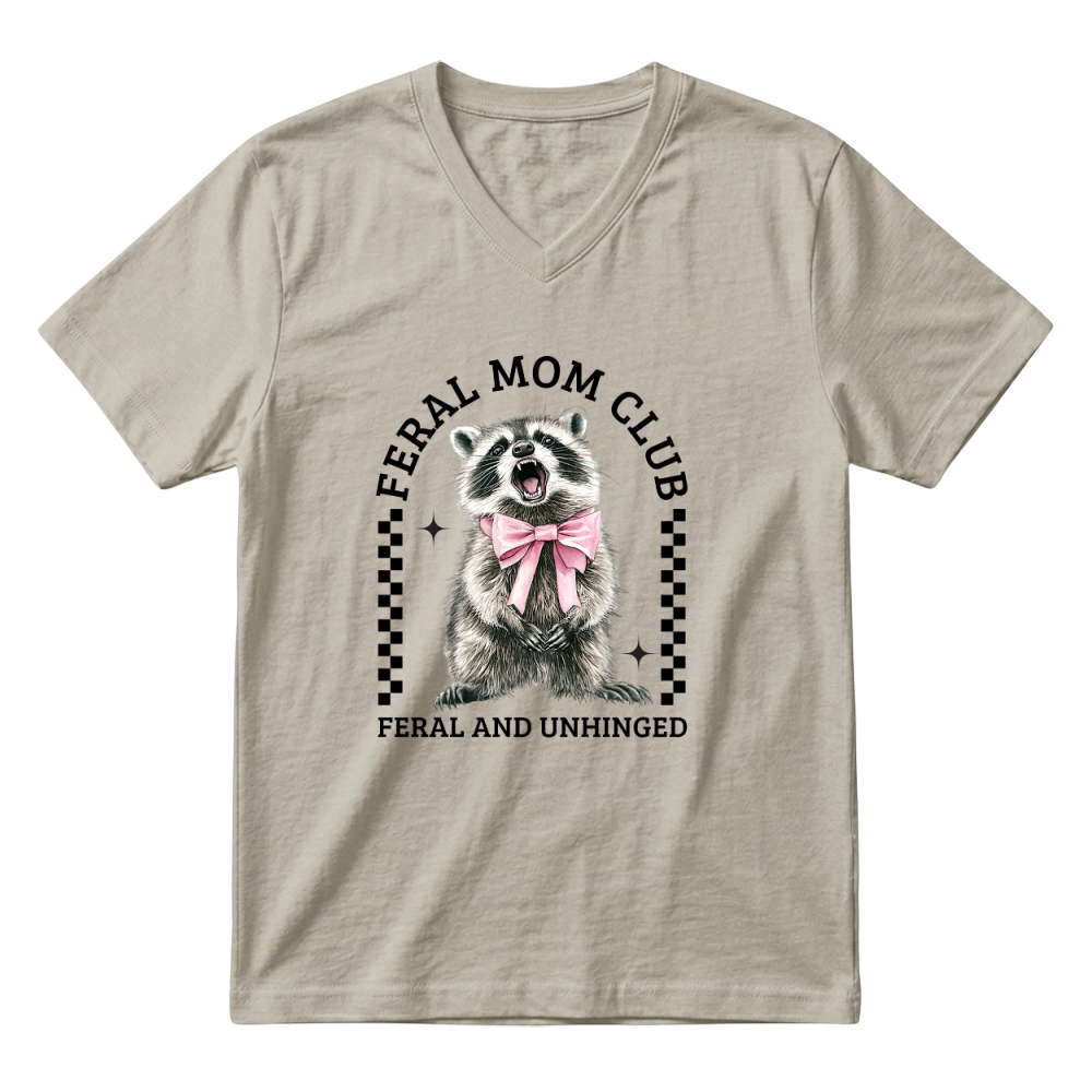 Product Feral Mom Club Funny Mother Day Racoon V-Neck T-shirt