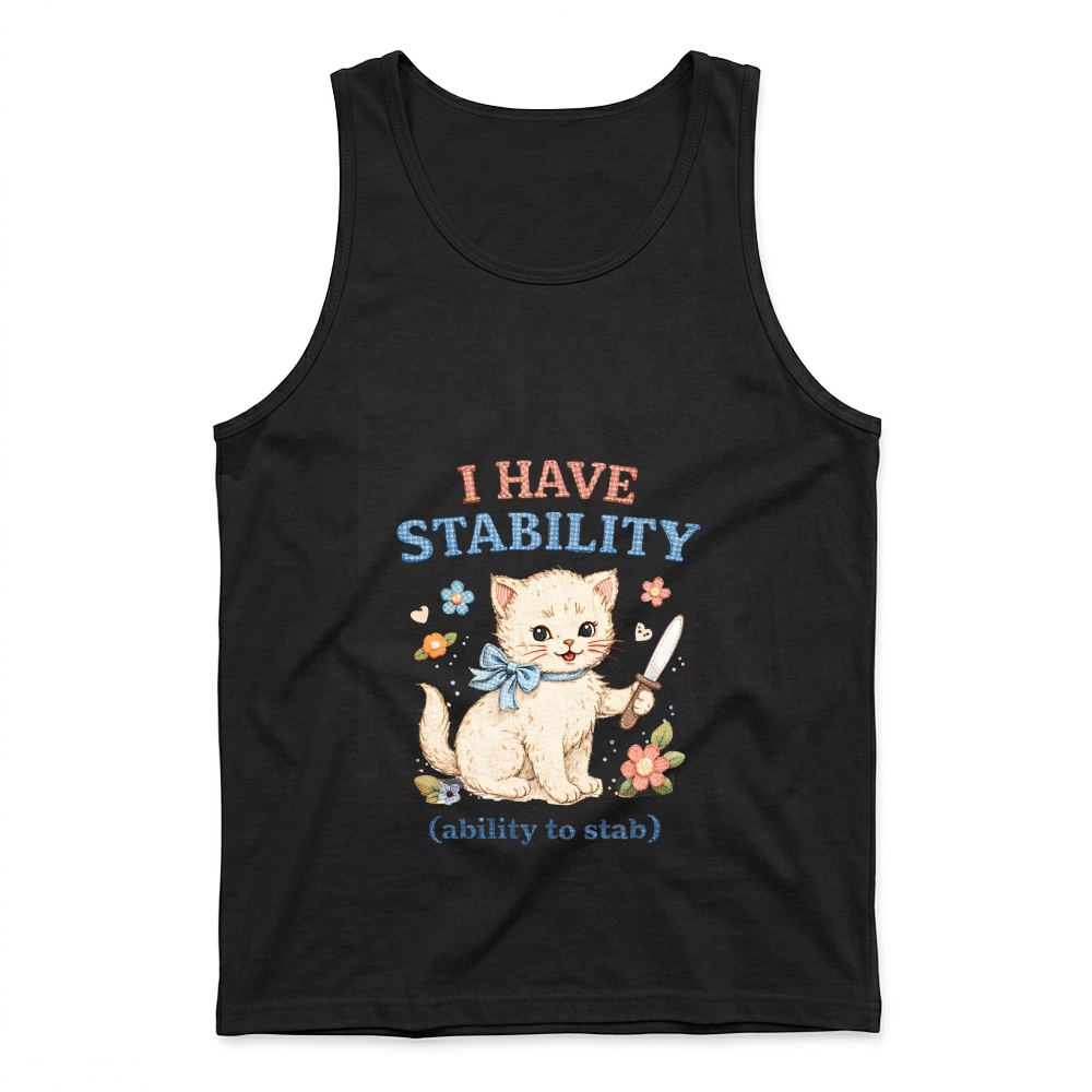 Product Funny Stability Stab Kitten Meme Cat Lover Tank Top