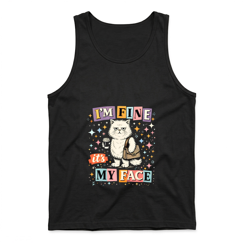 Product Grumpy Cat Im Fine My Face Funny Tank Top