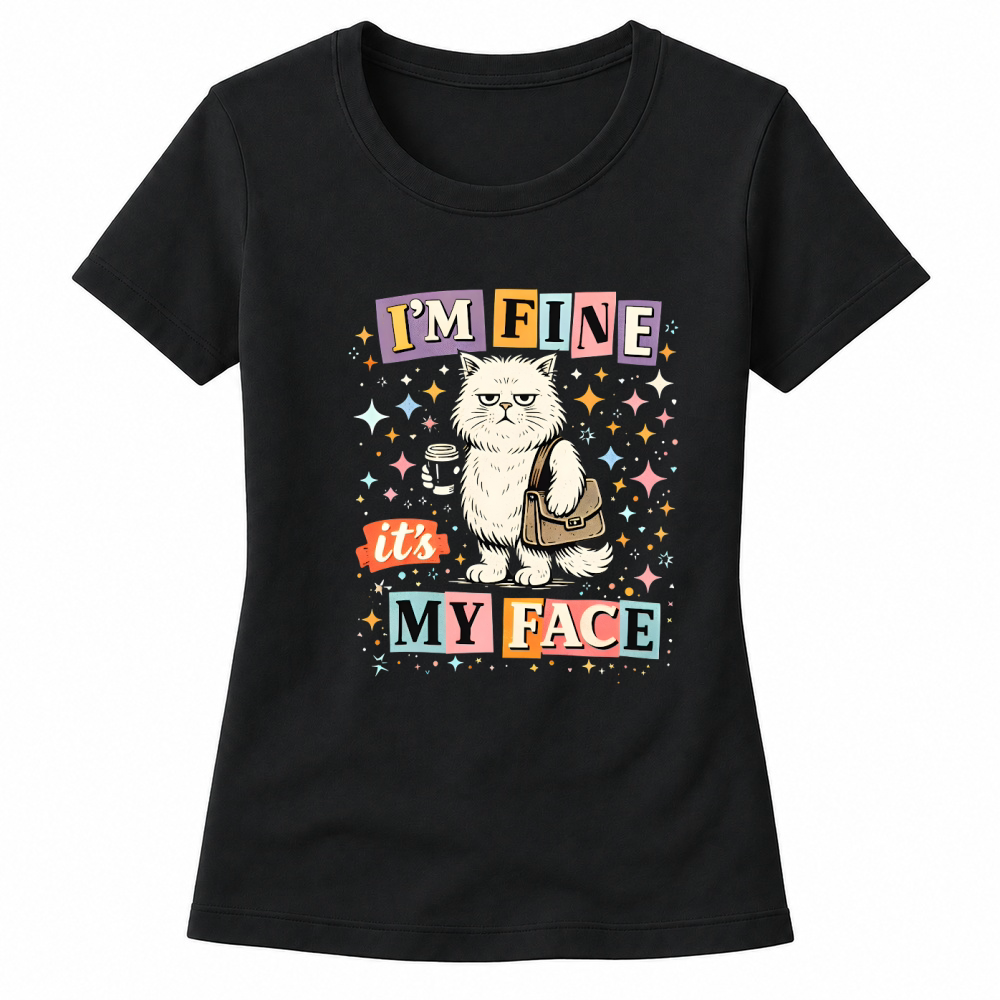 Product Grumpy Cat Im Fine My Face Funny Women's T-shirts