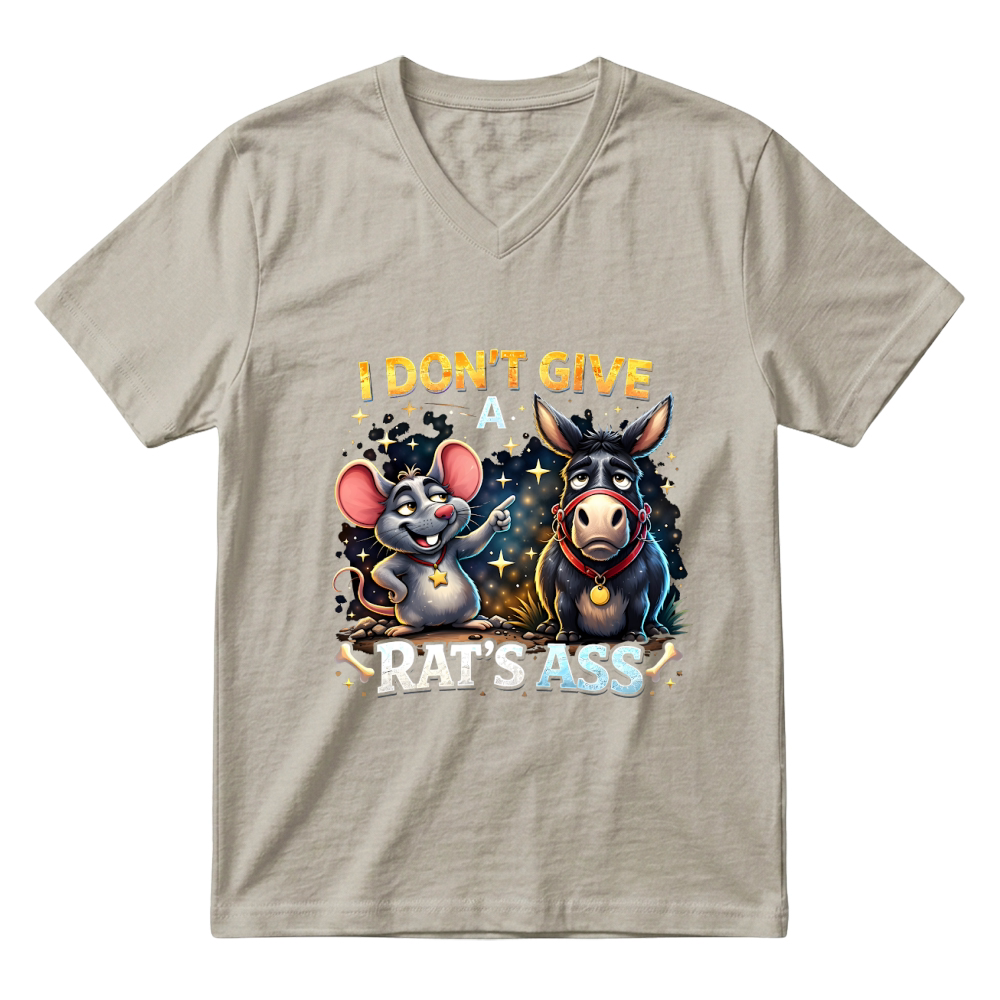 Product I Don't Give a Rats Ass Funny Donkey V-Neck T-shirt