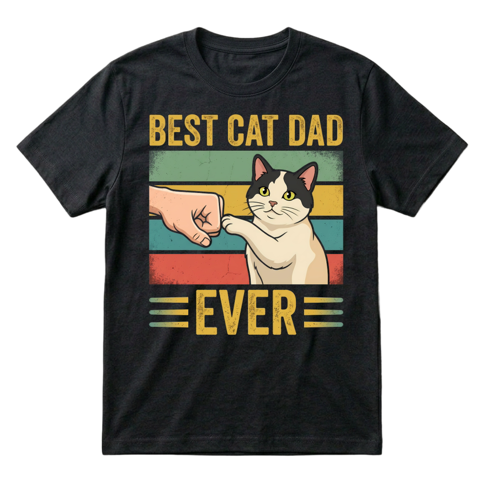 Product Best Cat Dad Ever Funny Cat Lover Retro T-Shirt