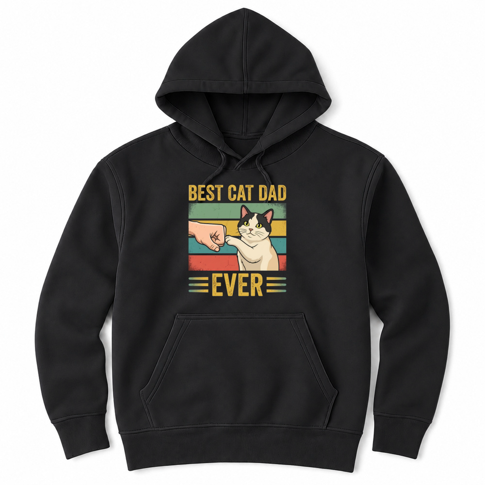 Product Best Cat Dad Ever Funny Cat Lover Retro Unisex Hoodie