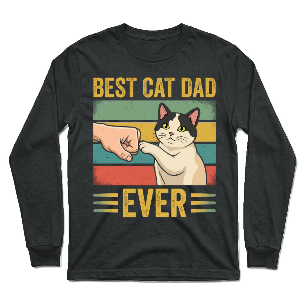 Product Best Cat Dad Ever Funny Cat Lover Retro Unisex Longsleeve