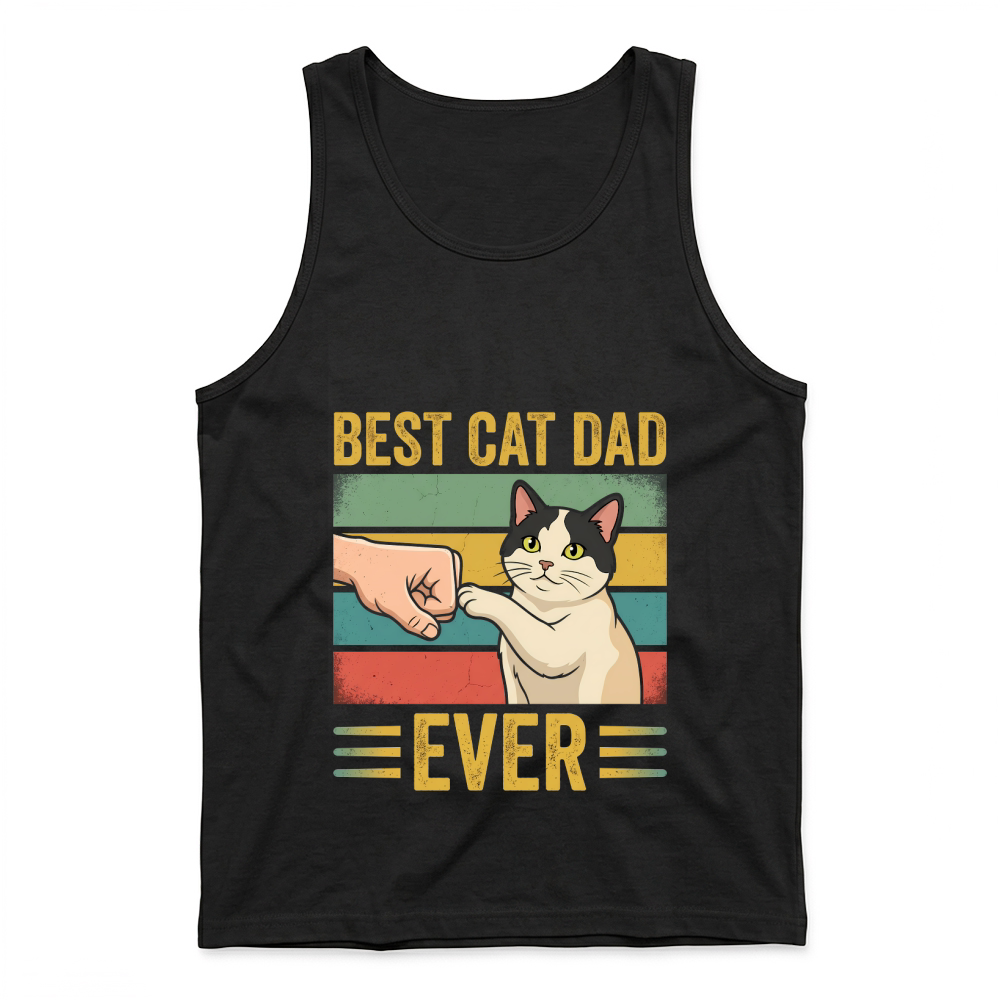 Product Best Cat Dad Ever Funny Cat Lover Retro Tank Top