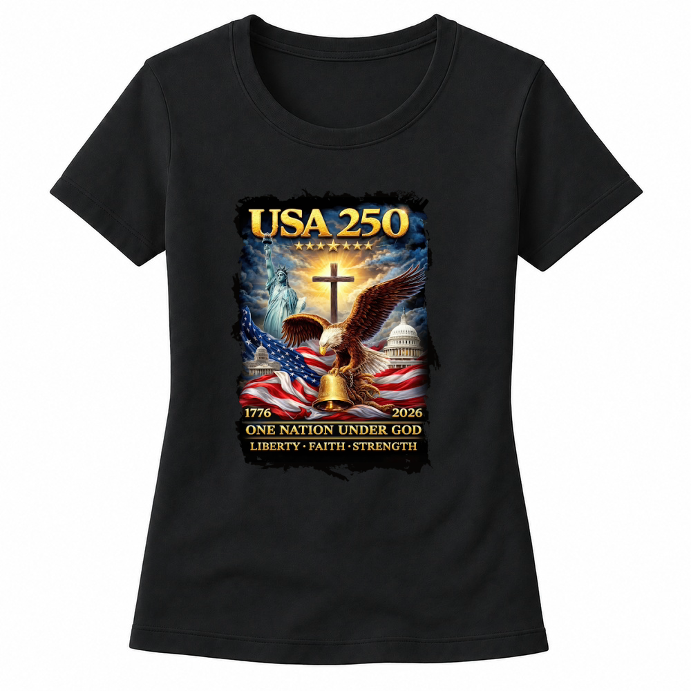 Product USA 250 One Nation Under God 1776 2026 Women's T-shirts