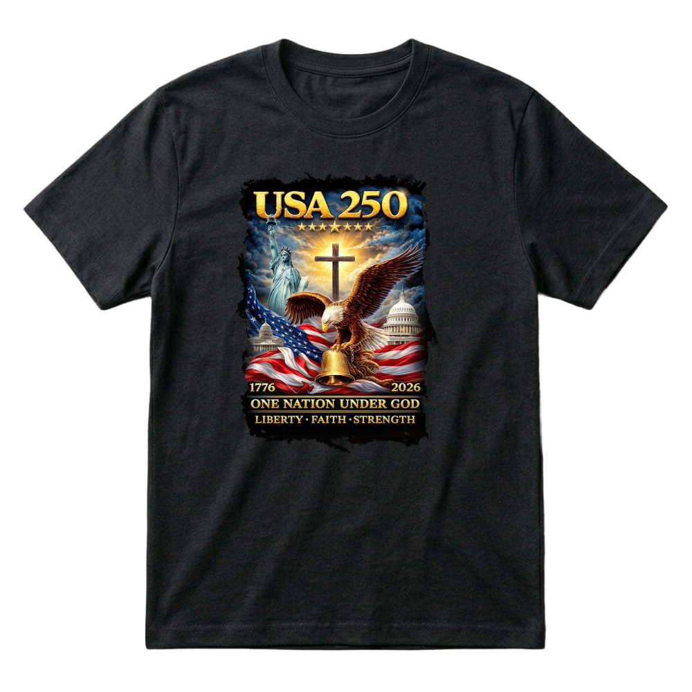 Product USA 250 One Nation Under God 1776 2026 T-Shirt