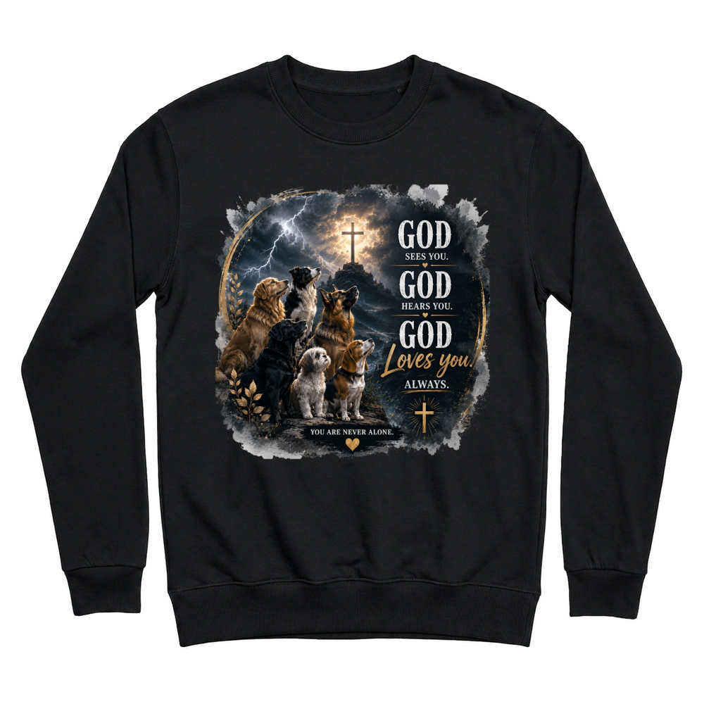 Product God Sees You Hears You Loves You Unisex Sweatshirt