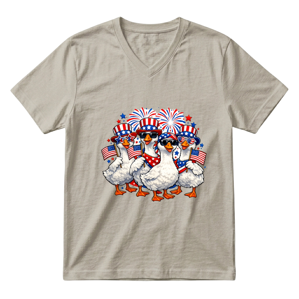 Product 4th of July Patriotic Goose Squad V-Neck T-shirt