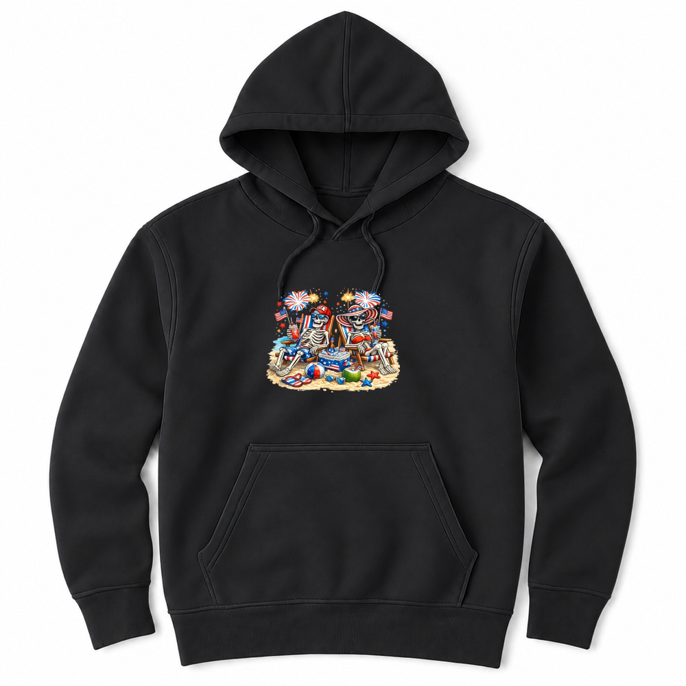 Product 4th of July Patriotic Skeleton Beach Unisex Hoodie