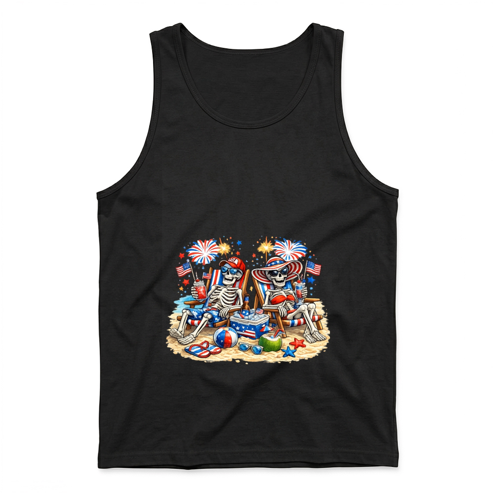 Product 4th of July Patriotic Skeleton Beach Tank Top