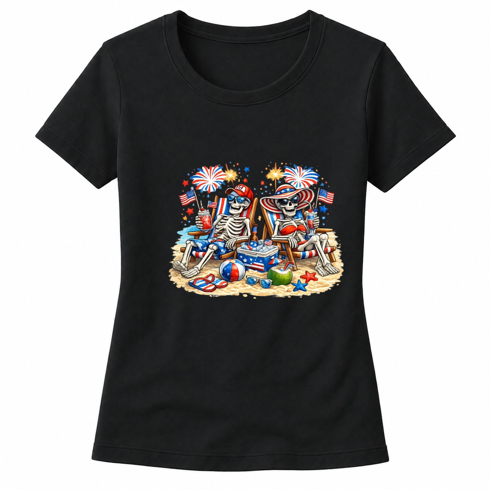 Product 4th of July Patriotic Skeleton Beach Women's T-shirts