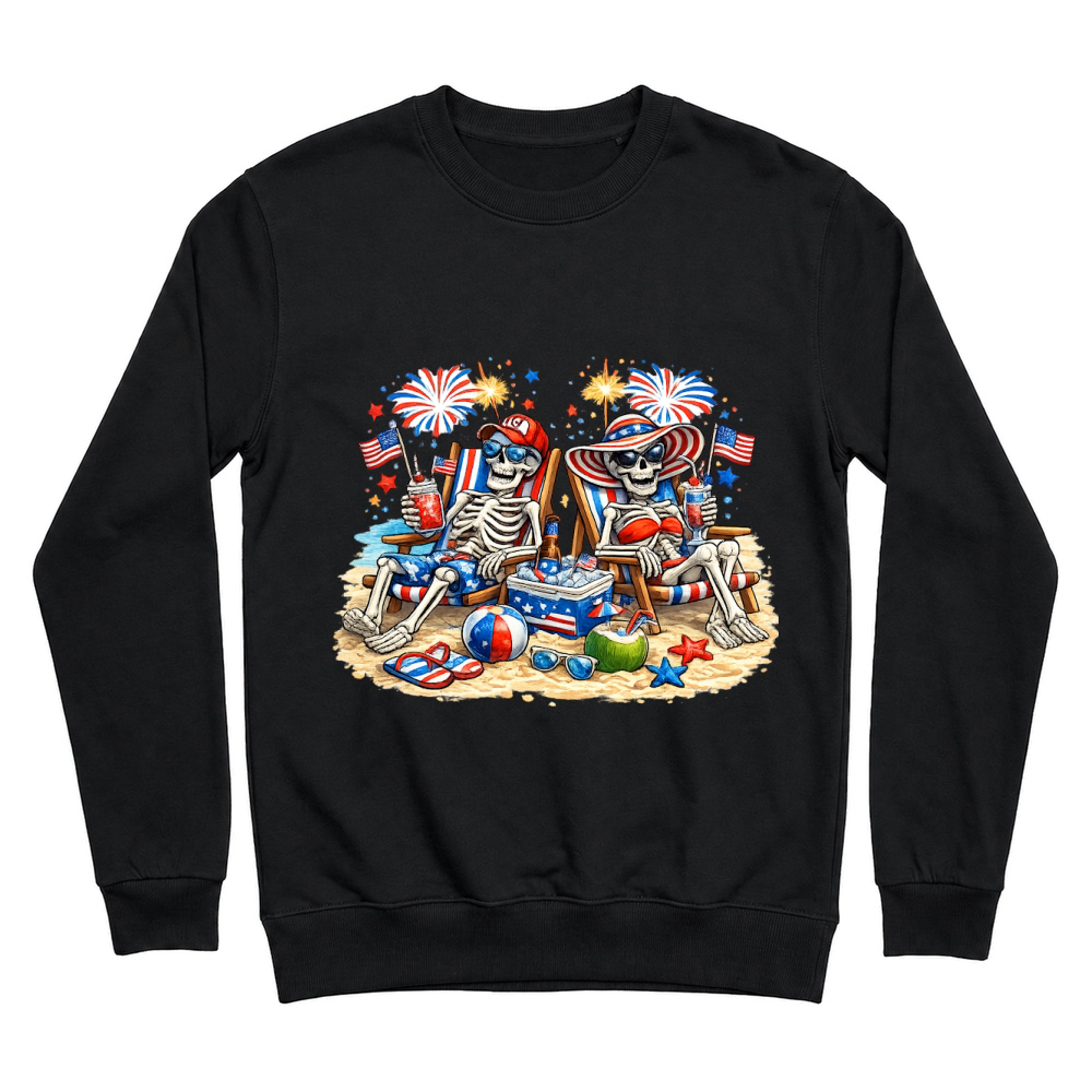 Product 4th of July Patriotic Skeleton Beach Unisex Sweatshirt