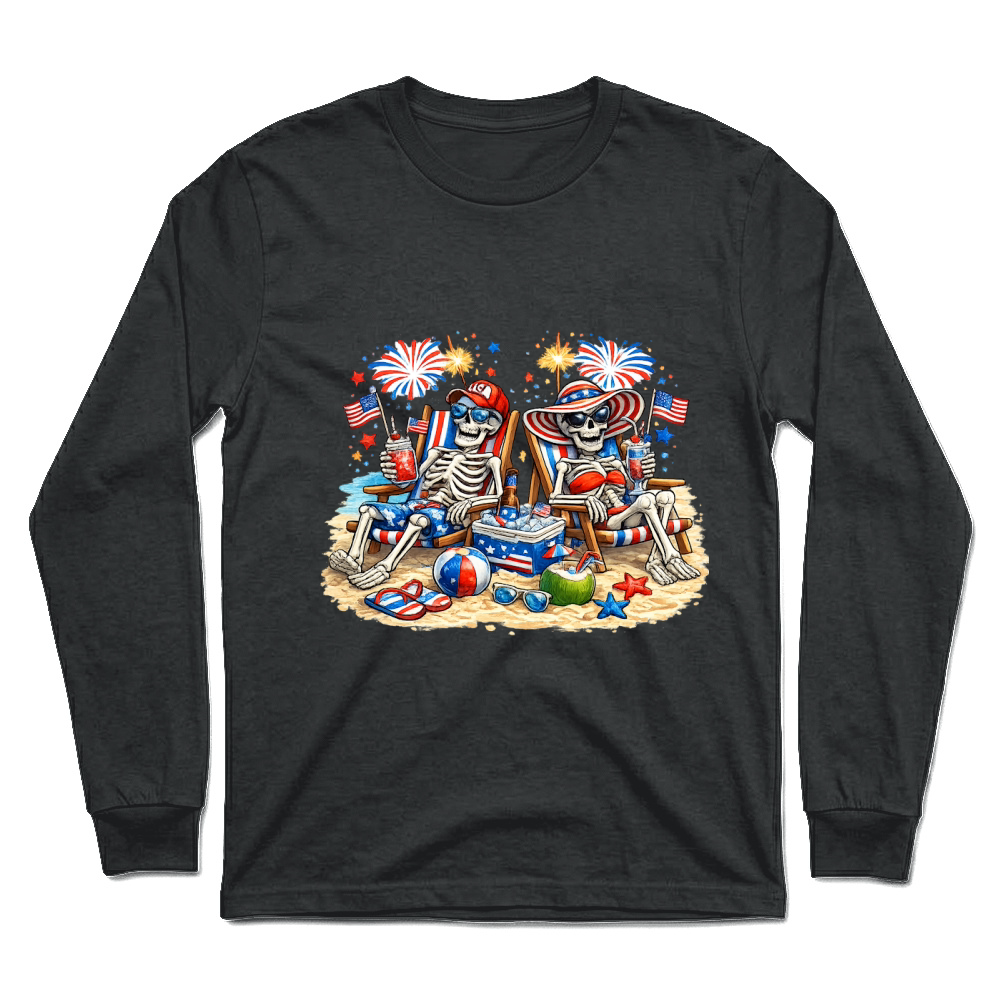 Product 4th of July Patriotic Skeleton Beach Unisex Longsleeve