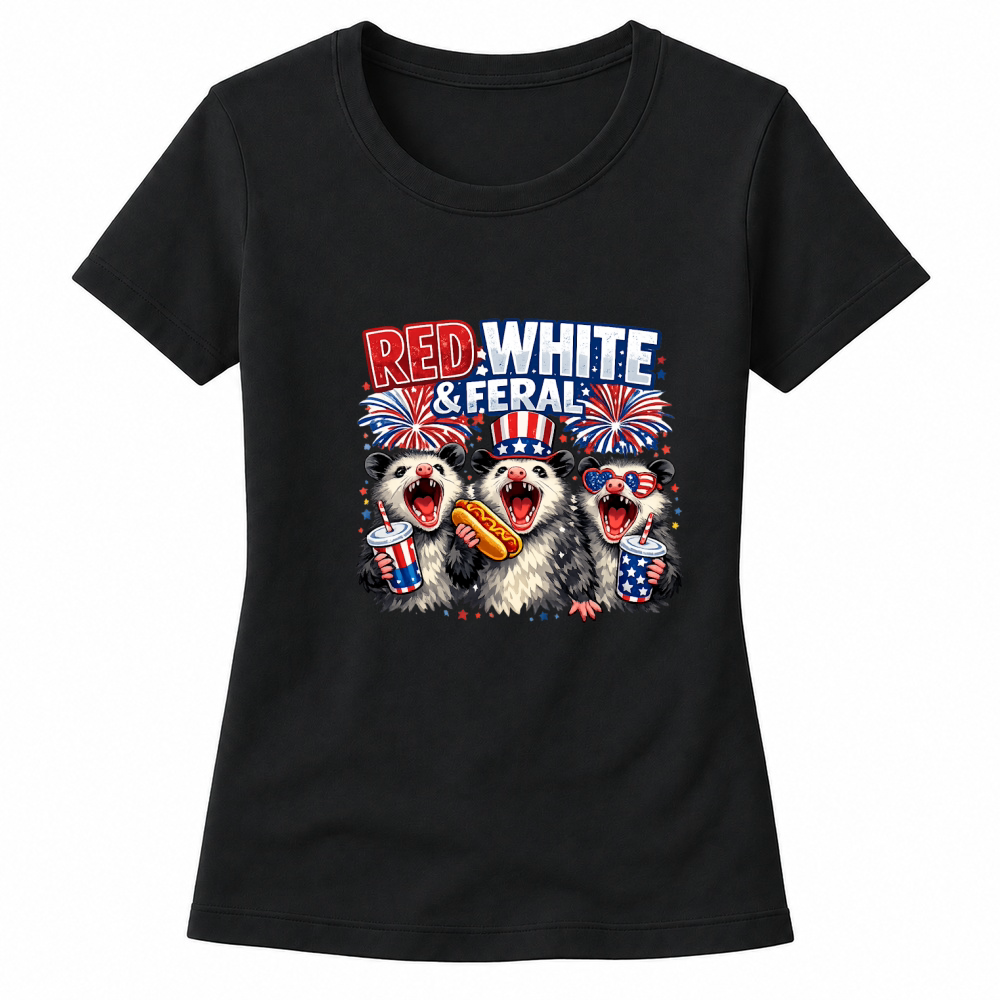 Product 4th of July Red White Feral Patriotic Women's T-shirts