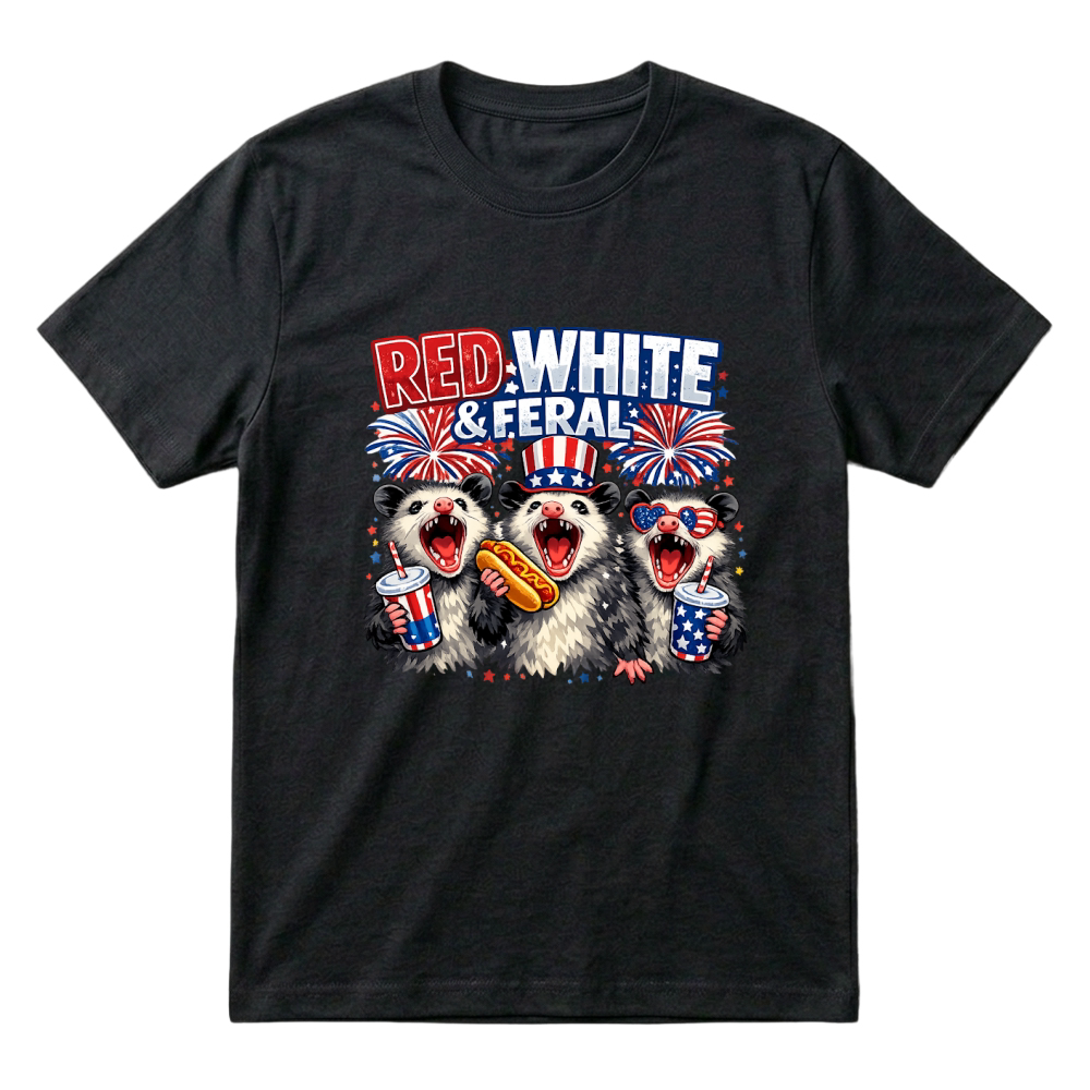 Product 4th of July Red White Feral Patriotic T-Shirt