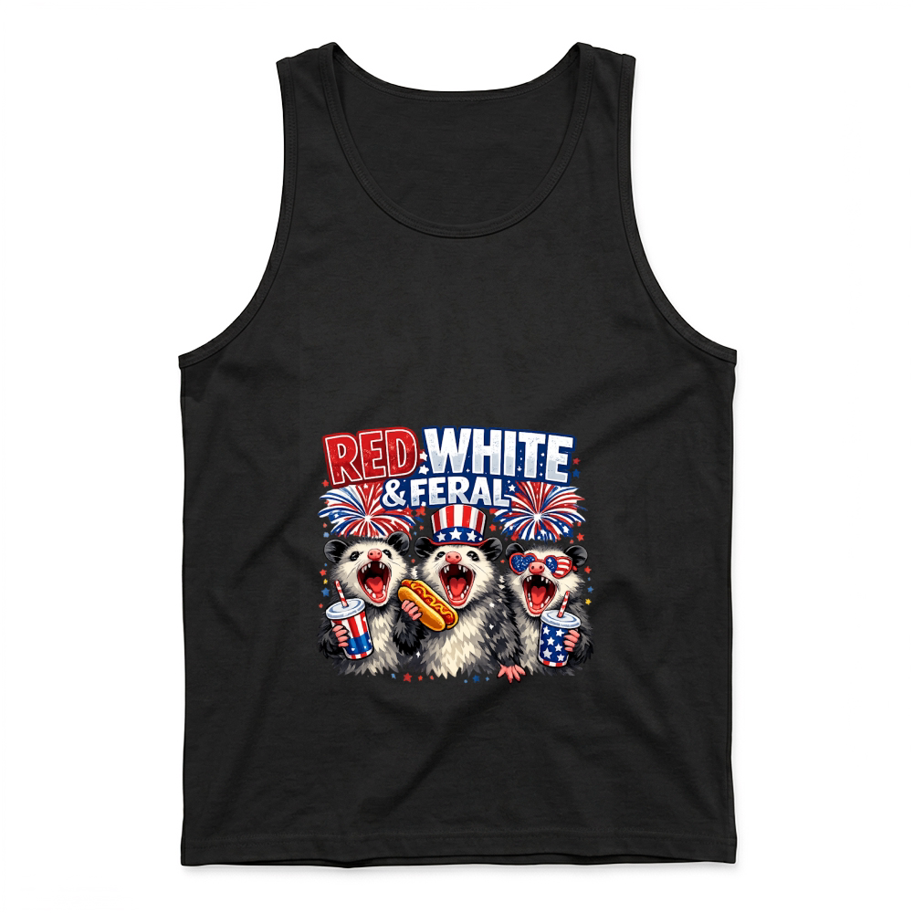Product 4th of July Red White Feral Patriotic Tank Top