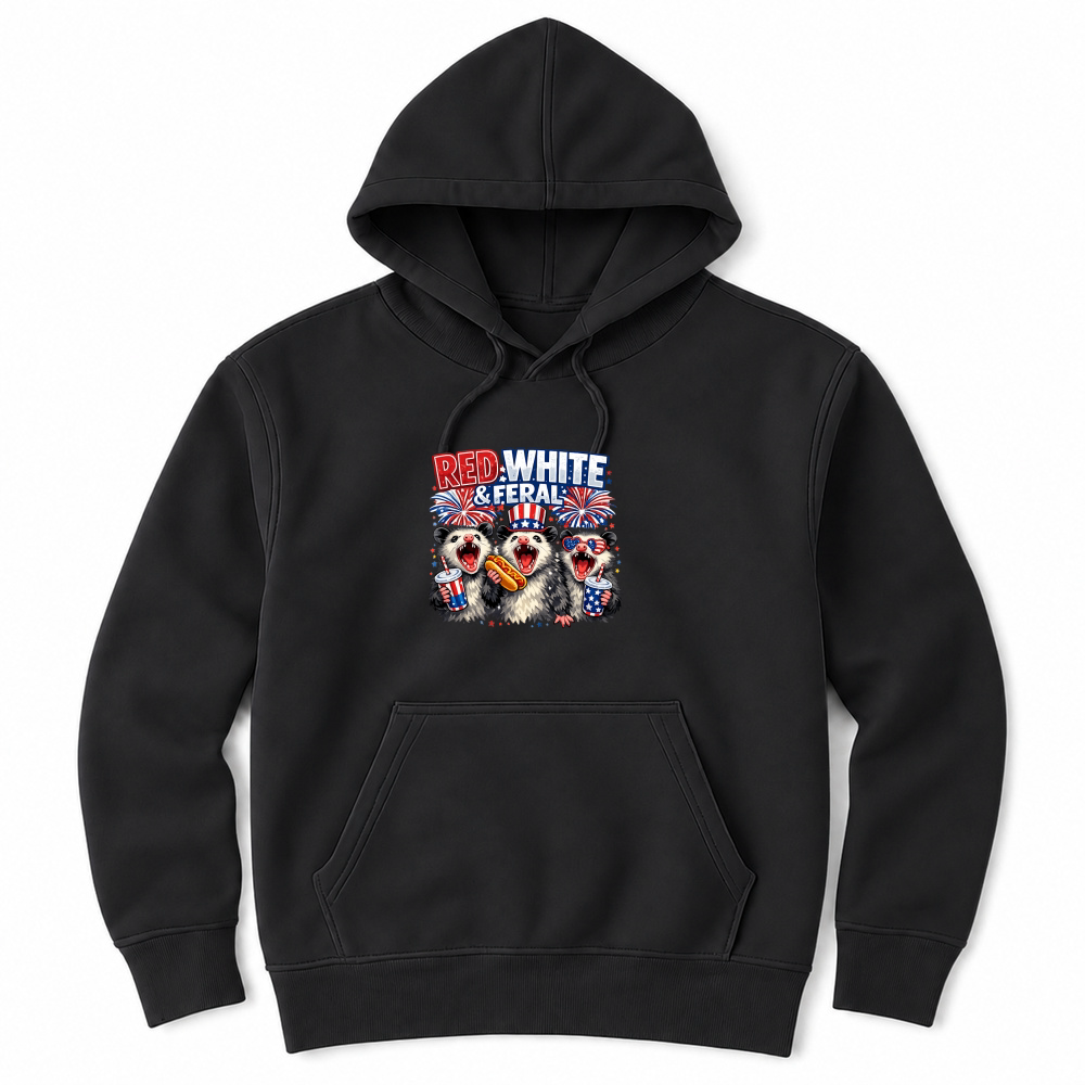 Product 4th of July Red White Feral Patriotic Unisex Hoodie