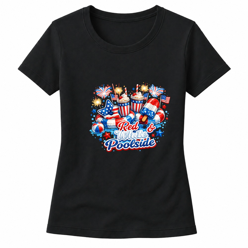Product 4th of July Red White Poolside Patriotic Women's T-shirts