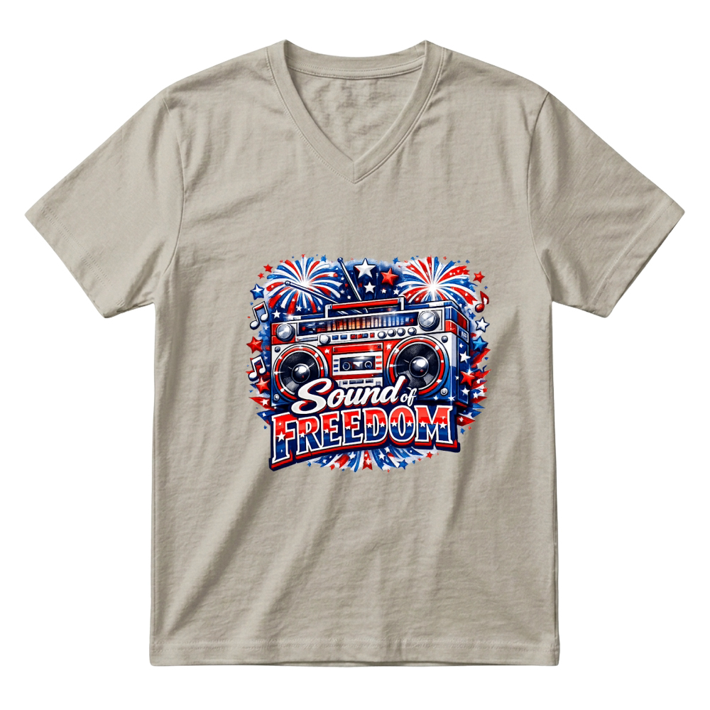Product 4th of July Sound Of Freedom Boombox V-Neck T-shirt