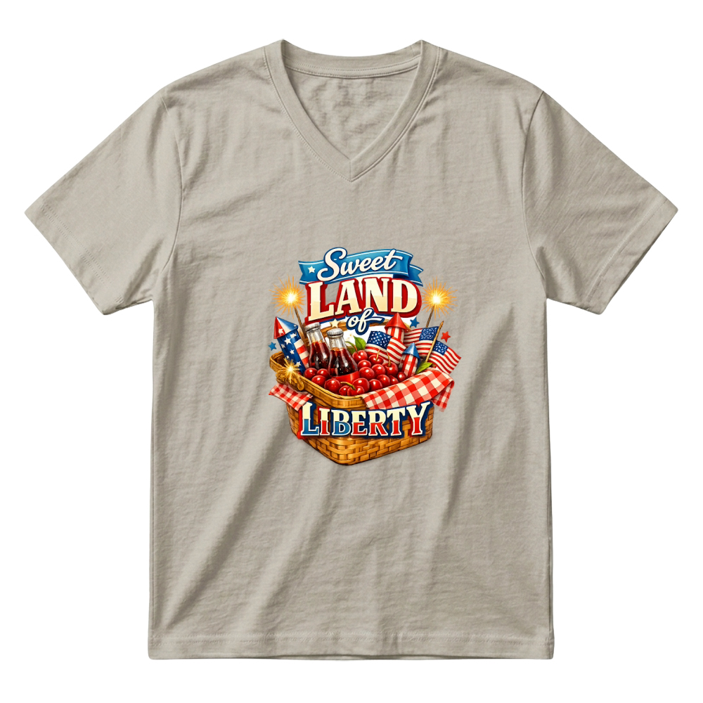 Product 4th of July Sweet Land Of Liberty V-Neck T-shirt